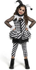 Girls Clown Costume, Halloween Evil Clown Costume, Jester Dress for Girls Hallow