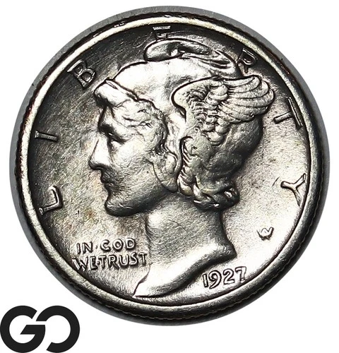 1927-S Mercury Dime Choice AU Better Date