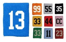 Custom Number (PICK YOUR NUMBER) Sports Wristband Sweatband Basketball Football
