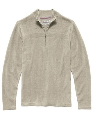 Flag & Anthen Mens Henryville Quarter Zip Pullover Sweater Large Oatmeal NWT $70