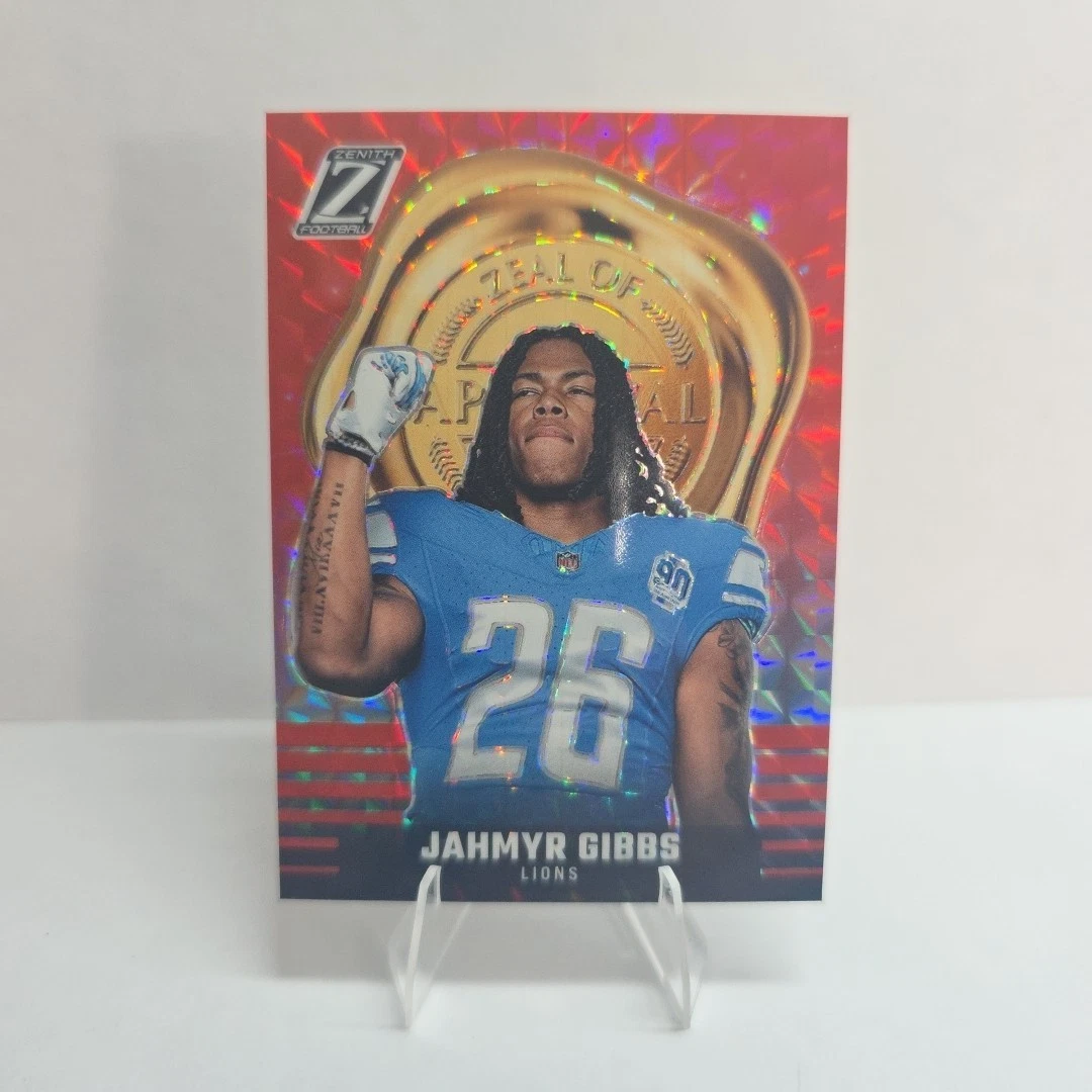 2023 Panini Zenith - Zeal of Approval Jahmyr Gibbs #28 Red (RC)
