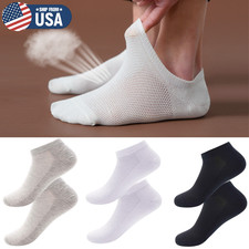 6 Men Bamboo Cotton No Show Socks Summer Low Cut Casual Sport Solid Nonslip US