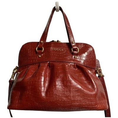 TOCCA 2-Way Handbag Wine Red Leather Women Shoulder bag Crocodile-look embossed