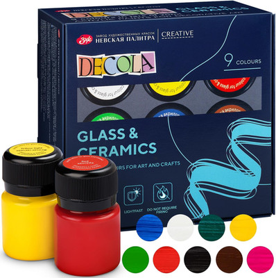 Decola - Porzellan Farben Set | 9X20Ml Permanente Farbe Für Glas Und Keramik | H