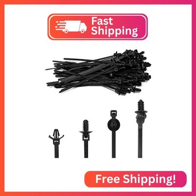 SWZHAI 40 PCS Push Mount Zip Ties, Nylon Car Mount Wire Ties Snap in Cable Zip T