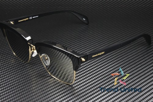 Alexander McQueen AM0297S 002 Square Gold Shiny Grey 54mm Herren Sonnenbrille