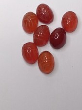 Natural Fine Orange Red Carnelian -8mmX6mm- Oval Cabochon Scarab- Brazil - AAA