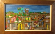Trevor Whasibe/Original Oil Painting/South Africa/Folk Art/City Scene/Black Art