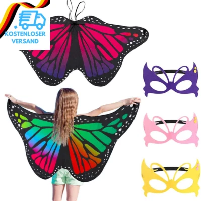 FANTESI 2 Stück Kinder Schmetterlingsflügel, Halloween Fee Schmetterling Umhang