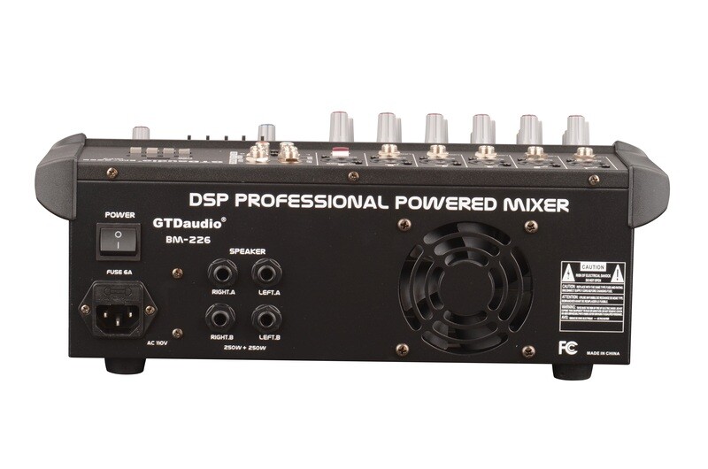 2000 Watts 6 Channel Professional Powered Mixer power mixing