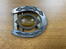 Horseshoe with Sandstone Inlay Belt Buckle