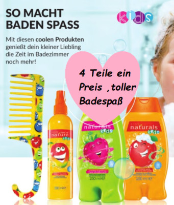 Avon Naturals KIDS 4 teiliges Körperpflege Set  Kinder Kamm Tränenfrei Top  