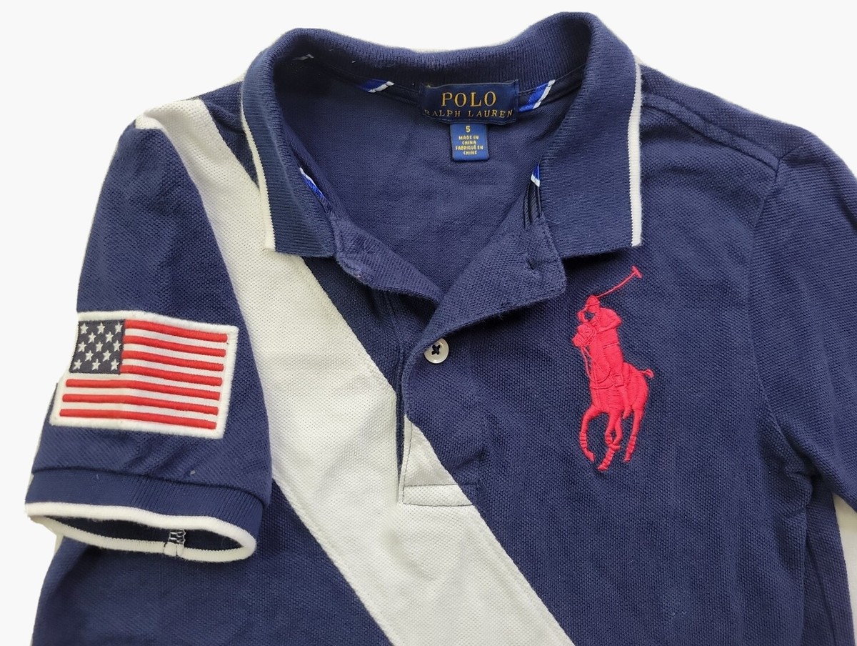 パンツ 41c-boy style(vol.256)Polo by Ralph L Polo Ralph Lauren Pique Polo Shirt Boys Size 5 American Flag