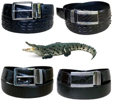 Real Black Crocodile Leather Men's Belt 1.5"W Hornback Belly Skin Leather Belt