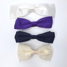 L/4 1980's Ribbon Hair Bows Just Say No Bow Grosgrain Lace White Navy Purple