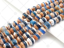 Brown/White Blue Line Tibetan Agate - 6/8/10mm Round Faceted Beads - SKU U959