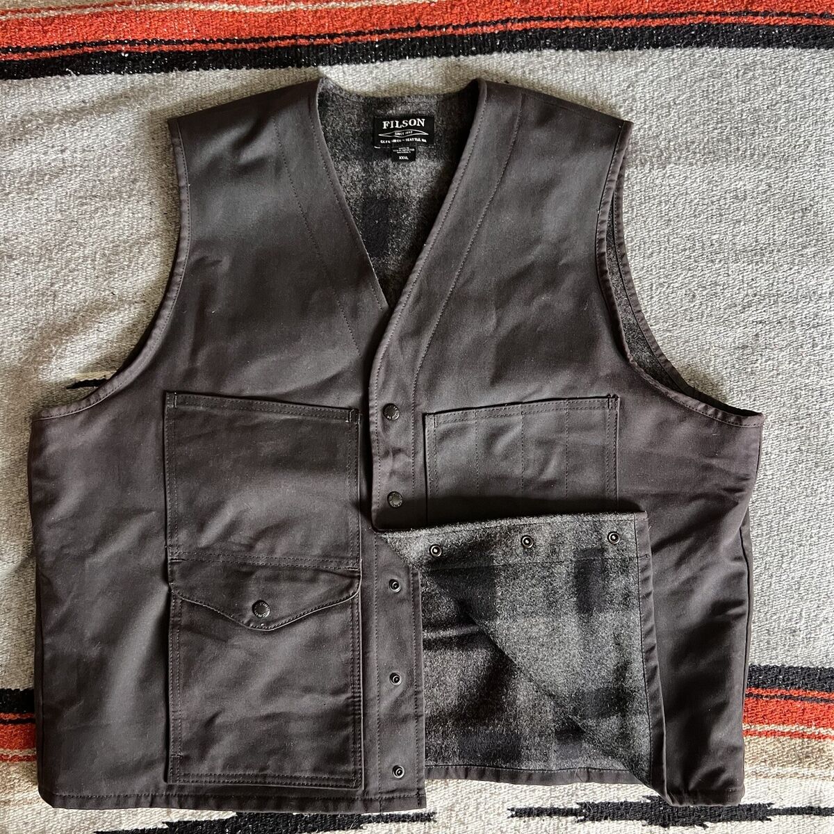 Filson Mackinaw Lined Tin Cloth Vest | Size 3XL | Made in Filson Mackinaw Lined Tin Cloth Vest | Size 3XL | Made in