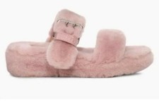 NEW UGG Authentic Fuzz Yeah Slide Slipper Platform Pale Pink Crystal Size 11