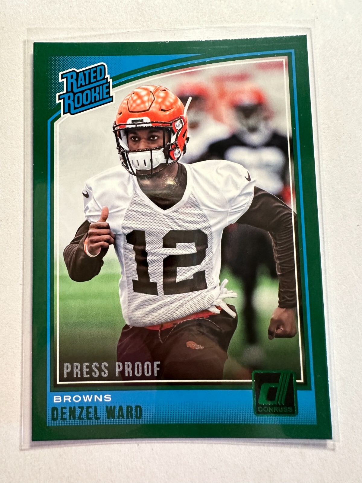 K21,052 - 2018 Donruss Press Proof Green #348 Denzel Ward RR