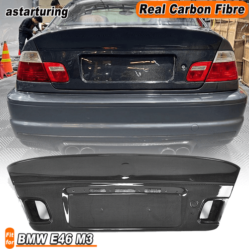 Fit For BMW E46 320Ci 325Ci M3 Real Carbon Fiber Rear Trunk Boot Lid Cover Trim  - Picture 1 of 11
