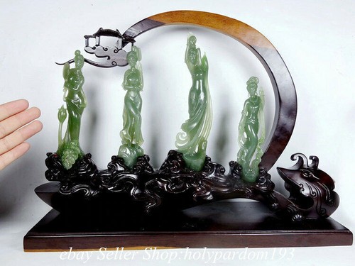 9.2" Top Chinese Natural Hetian Bi Green Jade Nephrite Four Great Beauties Set - 第 8/9 張圖片