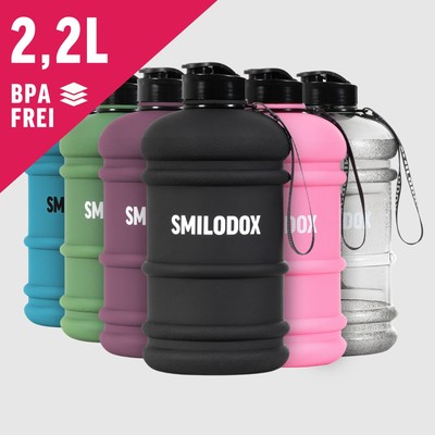 Smilodox Wasser Trinkflasche XXL 2,2 Liter - Training Sport Fitness Gym Bottle