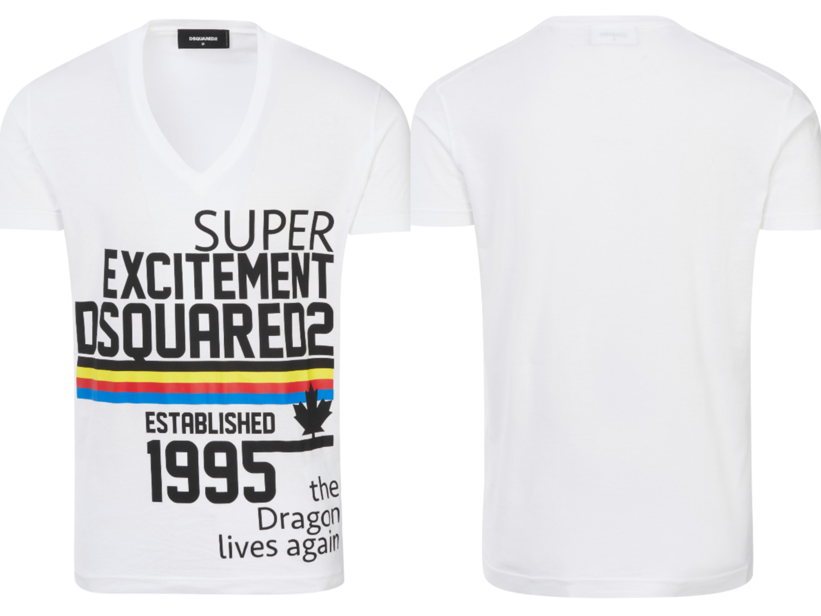 Dsquared2 Jeans V-Neck Iconic Dragon Lives Again T-Shirt Lounge Top Shirt BNWT S image 4