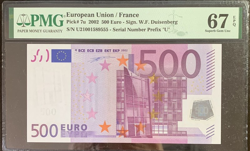 PMG 67 European Union / France  2002 / 500 euros Prefix ( U ) DUISENBERG  U