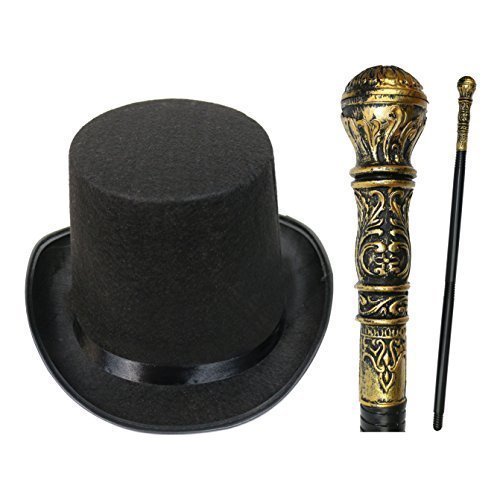 Adult Kids Victorian Gentleman Costume Fancy Dress Book Week Historical Hat Cane - Picture 1 of 3