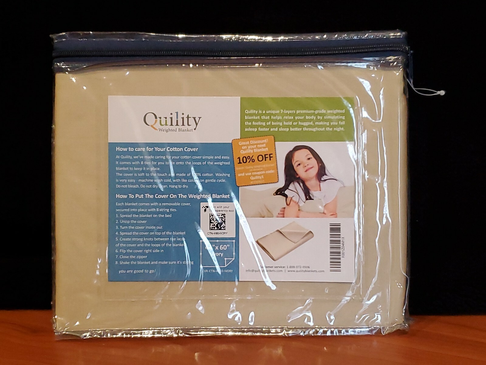 Quility Premium Adult Removable Duvet Cover for Weighted Blanket 41" x