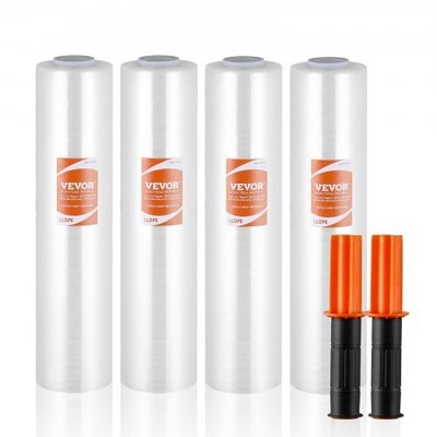 Stretch Film, 15 inches x 1000 feet, 4 Pack, 60 Gauge Industrial Strength Cl...