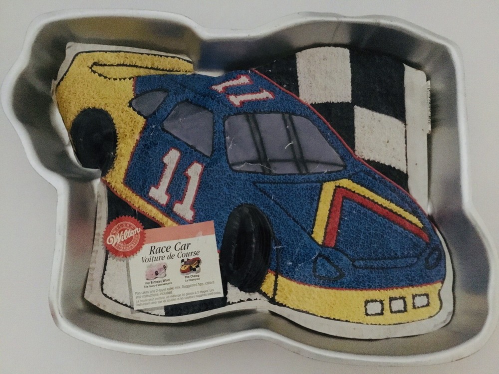 Wilton RACE CAR #11 Cake Pan With Instructions 1998 Aluminum Racing Birthday