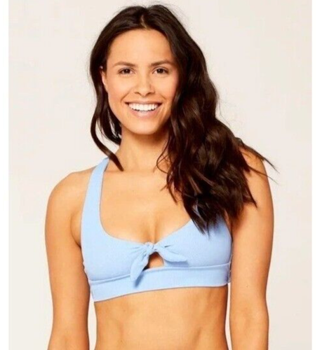 L* Space Bikini Top Women D Cup Periwinkle Blue Ribbed Knit Racerback Tara NWT