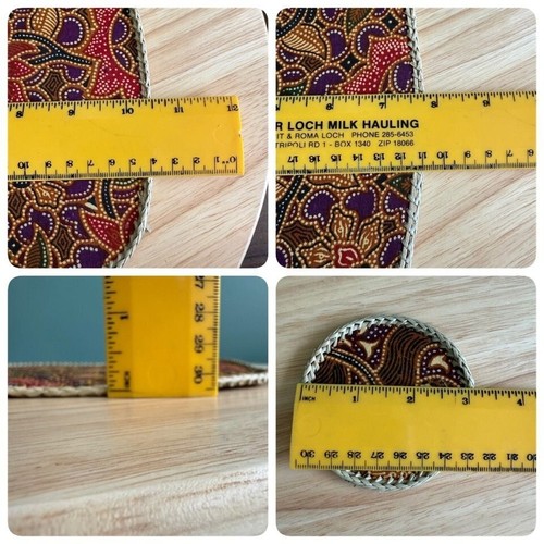 Juego de 4 colchonetas y posavasos de tela y paja batik indonesio vintage Bobo años 70 - Imagen 7 de 7