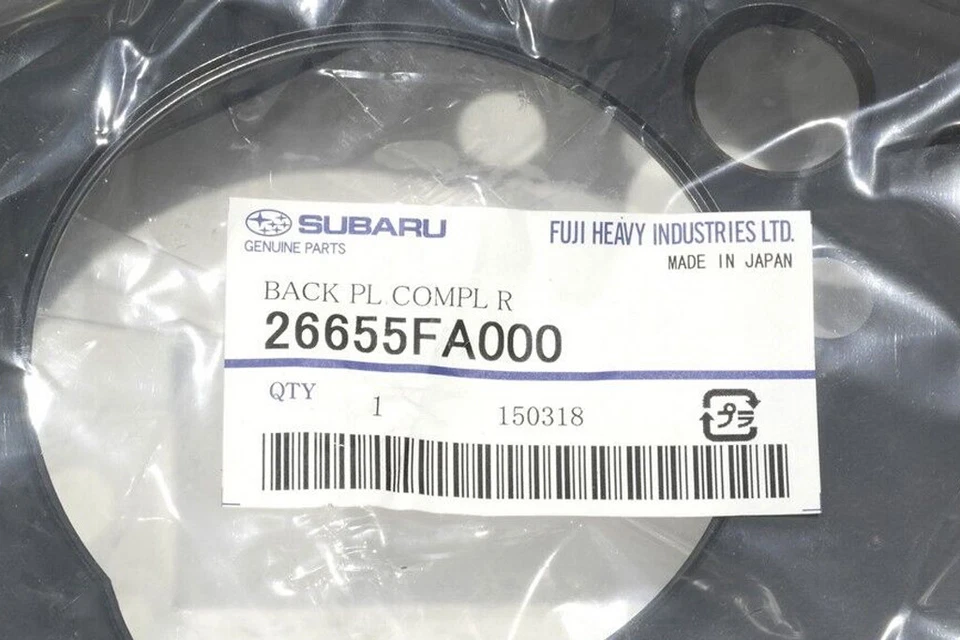 Placa de respaldo de freno trasero derecho Subaru 97-08 Forester Impreza OEM NUEVO 26655FA000 Foto 3 de 3