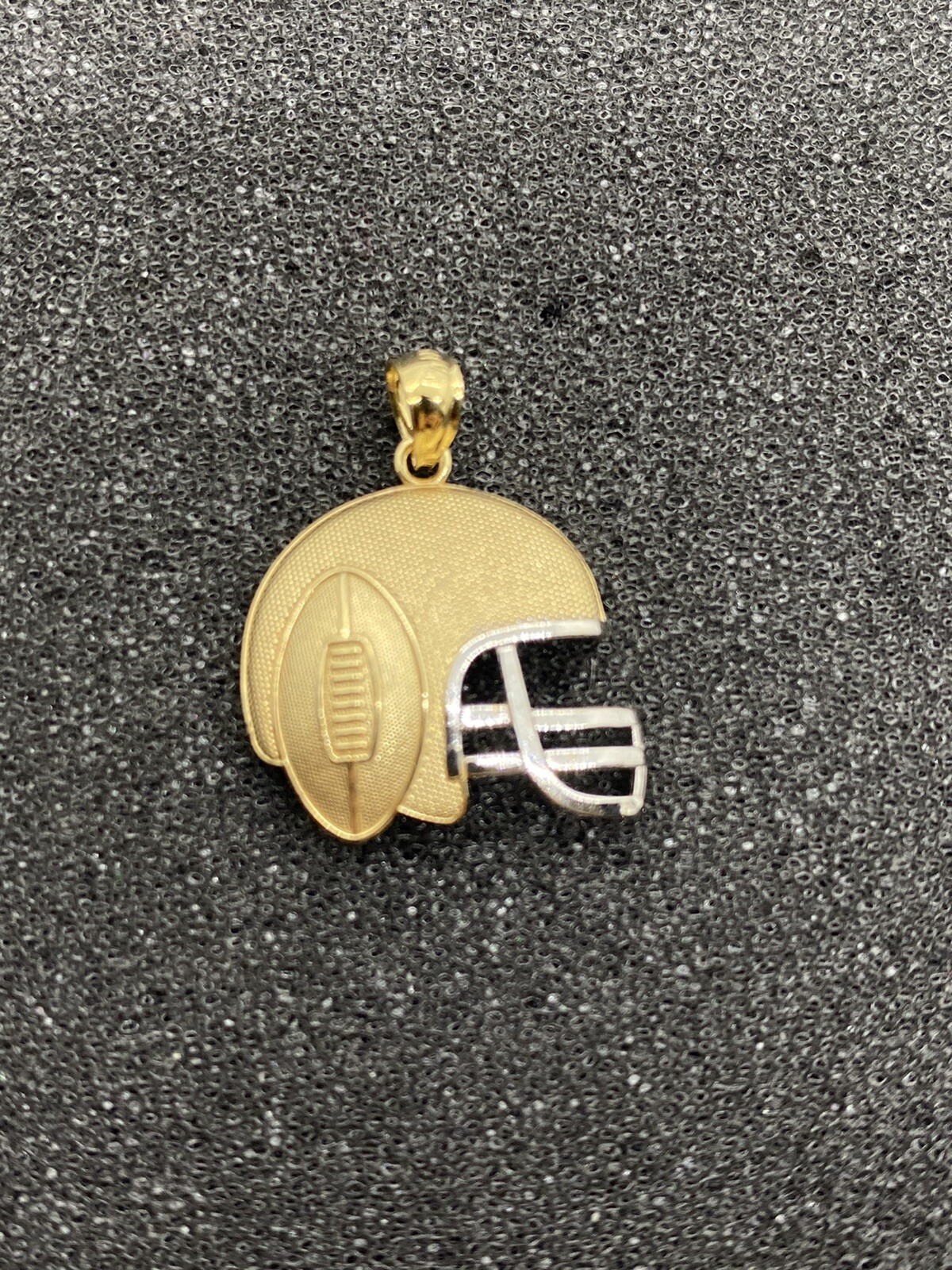 10k Yellow Gold FOOTBALL HELMET CHARM PENDANT Gem