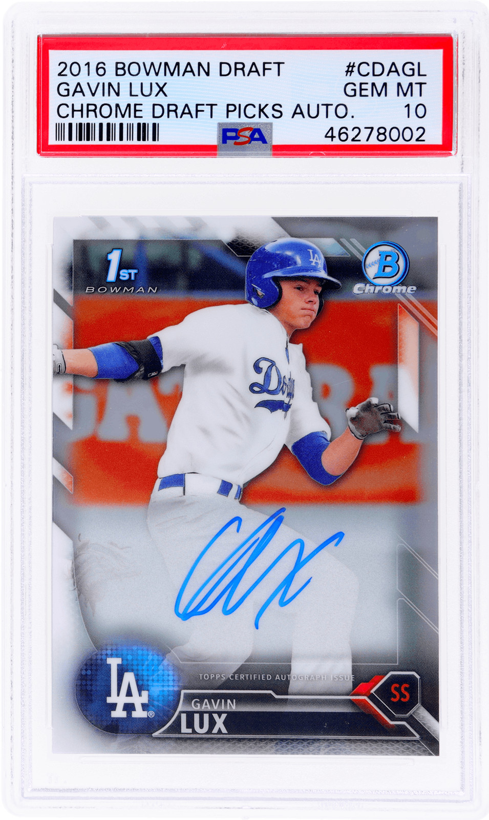 2016 Bowman Draft Gavin Lux Chrome Auto #CDAGL PSA 10