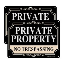 2-Pack 10x7 Inch Private Property No Trespassing Rust Free Aluminum Metal Sign