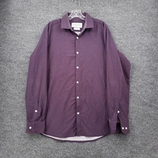 Mizzen+Main Button Up Shirt Men L Large Trim Fit Red Leeward Long Sleeve Stretch