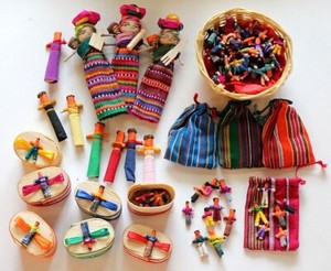 6 Handmade Fairtrade Guatemalan Worry Dolls – Mayan Tribal Mini Dolls In Pouch, Folk Art Gift