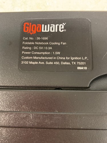 Gigaware Foldable Notebook Cooling Fan Black For Laptop Computer - Photo 5/9