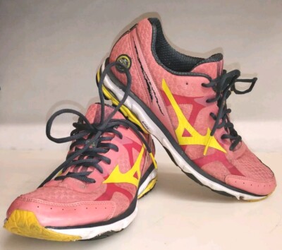 Mizuno Wave Rider 17 Athletic Running Shoes Yellow Pink