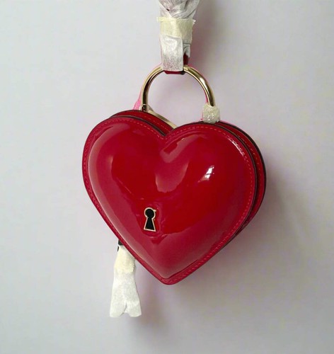 Kate Spade Key To My Heart Wristlet Red Patent Leather Bag Airpods Card Holder - Picture 5 of 6