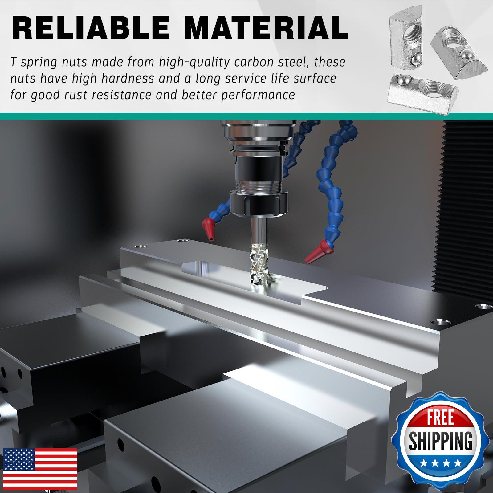 Yaocom 100 Pcs 2020 Series M5 T Nuts Half Roll in Spring Silver Thread Spring