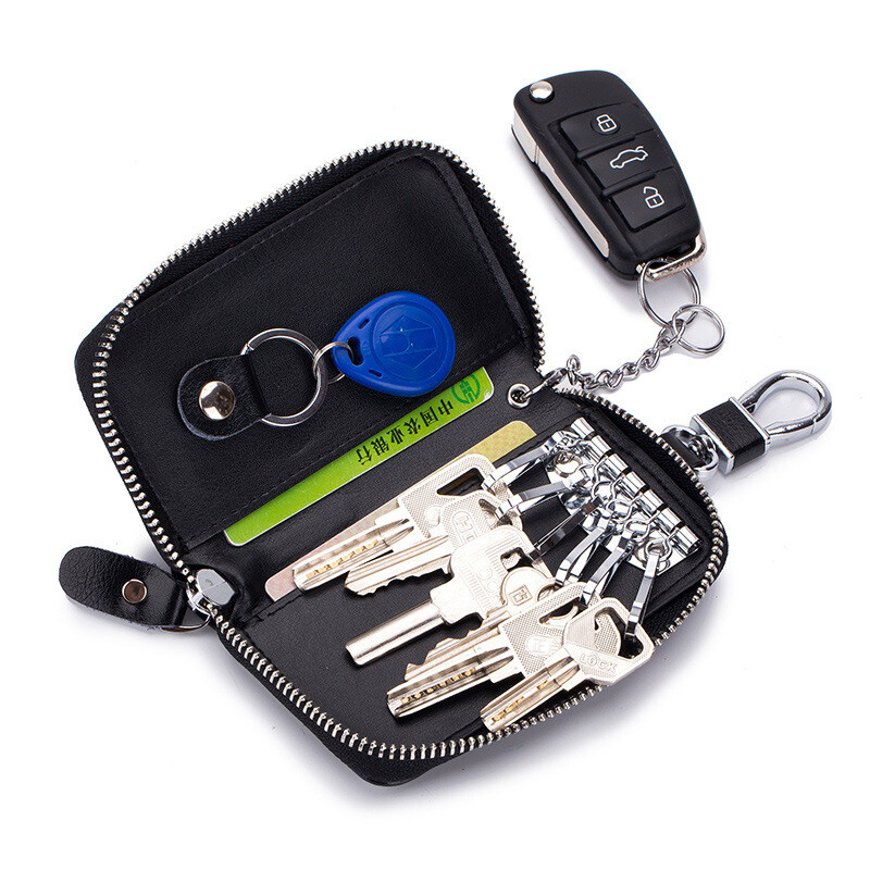 小物 6 HOOK KEY CASE Small Leather Zipper 6 Hook Key Case Car Key Holder Card