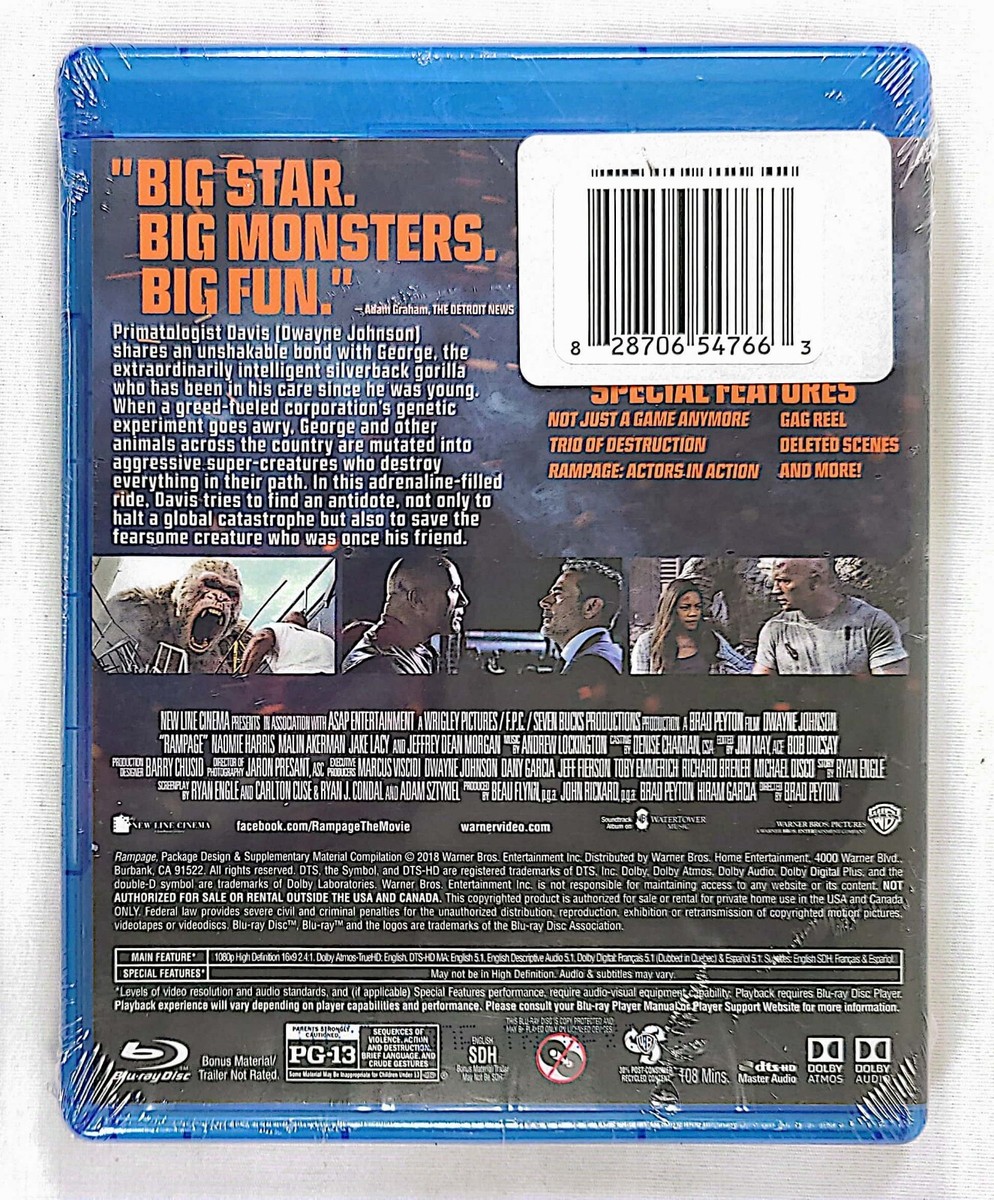 Rampage (Blu-ray) Dwayne Johnson The Rock Jeffrey Dean Morgan