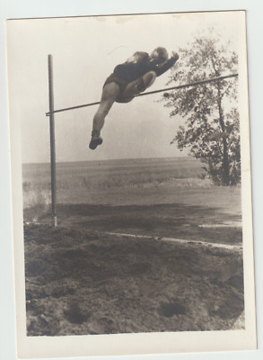 Photo Man in a jump Gymnastics High jump Soviet sport Unusual Odd VTG