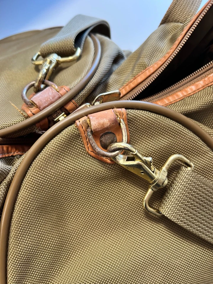 Подлинная спортивная сумка для выходных Hartmann Sage зеленая желтовато-коричневая кожа 20 дюймов - Изображение 4 из 4