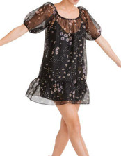 NEW Madewell US S Silk Polka Daisy Puff Sleeve Ruffle Off The Shoulder Dress