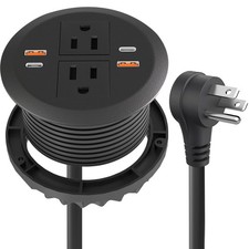 Desktop Power Grommet,Dual PD20W USB C,40W Total Output,4 USB Ports,Flush Mou...